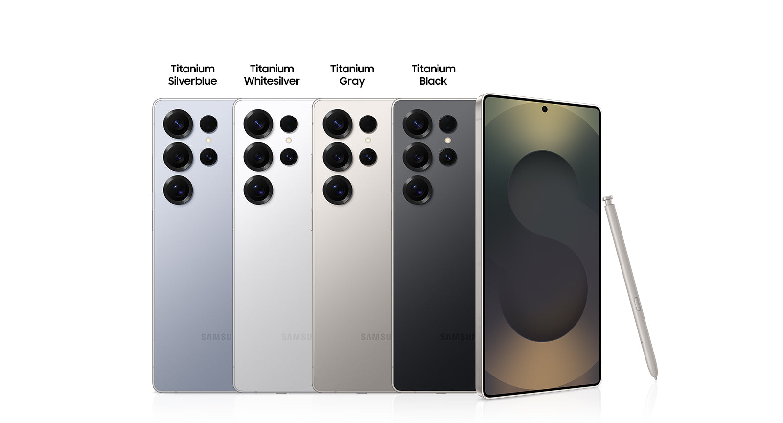 Samsung Galaxy S25 Ultra in Titanium colors with S Pen